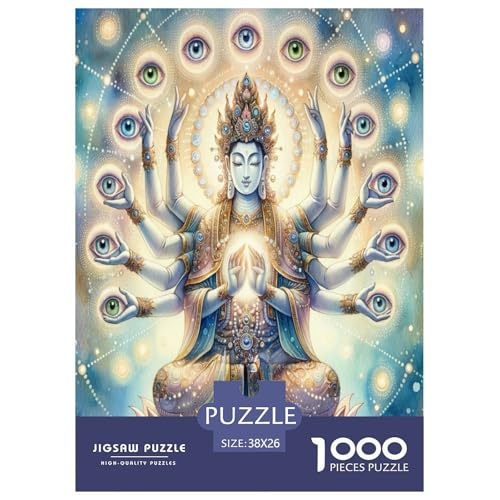 Buddha-Statue Puzzles 1000-teilige Schwer Puzzle Spielzeug Lernspiel Impossible Herausforderungsspielzeug Für Erwachsene Kinder 38x26cm/1000pcs von OPANZYYDE