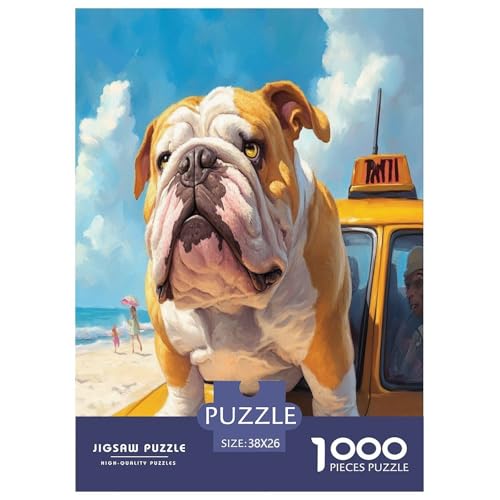 Bulldog Puzzle 1000-teilige Schwer Puzzle Spielzeug Lernspiel Impossible Herausforderungsspielzeug Für Erwachsene Kinder 38x26cm/1000pcs von OPANZYYDE