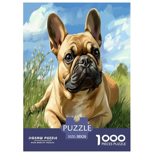 Französischer Bullhund Puzzle 1000-teilige Schwer Puzzle Spielzeug Lernspiel Impossible Herausforderungsspielzeug Für Erwachsene Kinder 38x26cm/1000pcs von OPANZYYDE