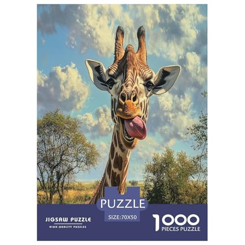 Giraffe Puzzle 1000-teilige Schwer Puzzle Spielzeug Lernspiel Impossible Herausforderungsspielzeug Für Erwachsene Kinder 70x50cm/1000pcs von OPANZYYDE