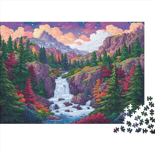 Mountains and Wasserfalls Puzzle 1000 Teile Für Erwachsene Und Kinder Ab 14 Jahren Für Stressabbauer Puzzel 1000pcs (75x50cm) von OPANZYYDE