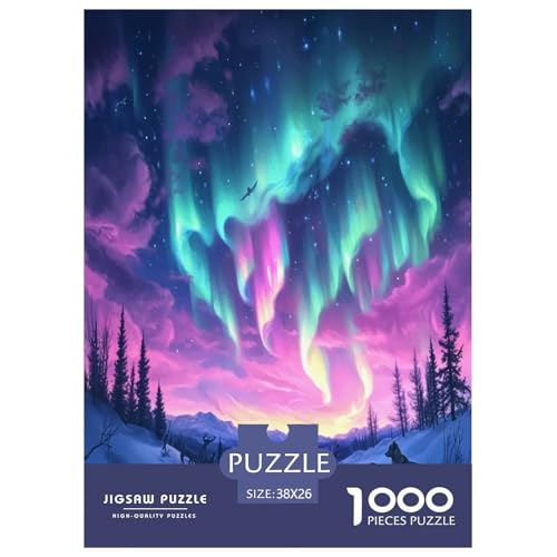 Nordlichter Puzzle 1000-teilige Schwer Puzzle Spielzeug Pädagogisches Spiel Impossible Herausforderungsspielzeug Für Erwachsene Kinder 38x26cm/1000pcs von OPANZYYDE