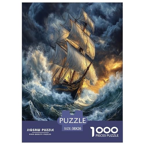Segelboot Puzzle 1000-teilige Schwer Puzzle Spielzeug Lernspiel Impossible Herausforderungsspielzeug Für Erwachsene Kinder 38x26cm/1000pcs von OPANZYYDE