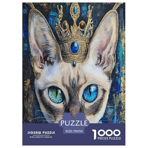 Sphinx Katze Puzzles 1000-teilige Schwer Puzzle Spielzeug Lernspiel Impossible Herausforderungsspielzeug Für Erwachsene Kinder 70x50cm/1000pcs von OPANZYYDE
