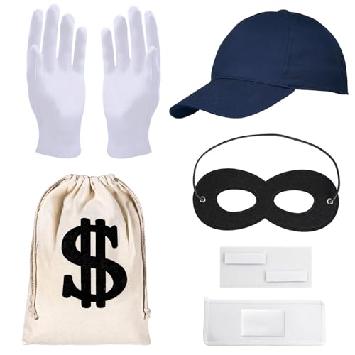 OPEIXSAYKOC Panzerknacker Kostüm Accessoire,Maske+Cap+Handschuhe+Geldsack,Cosplay Einbrecher Räuber Accessoire,für Karneval Fasching Verkleidung,Halloween,für Erwachsene & Kinder OPEIXSAYKOC Panzerknacker Kostüm Accessoire,Maske+Cap+Handschuhe+Geldsack,Cosplay Einbrecher Räuber Accessoire,für Karneval Fasching Verkleidung,Halloween,für Erwachsene & Kinder von OPEIXSAYKOC