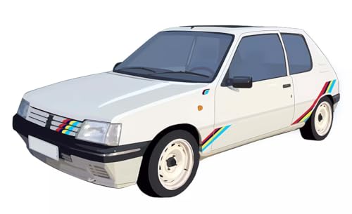 - Dekorative Innenbodenmatte 73,5 x 44 cm, Automobilsammlung, kompatibel mit Peugeot 205 weiß Rallye – OV2 von OPO 10