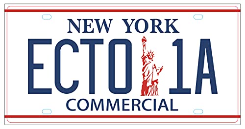 OPO 10 - ECTO 1 Auto Metall Nummernschild Replik kompatibel mit 1959 Cadillac Weiß aus dem Ghostbusters Film (57) von OPO 10