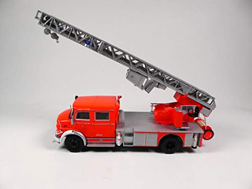 OPO 10 - Feuerwehrauto 1/43 kompatibel mit Mercedes-Benz L1519 mit 60 cm Teleskopleiter (Ixo P04) von OPO 10