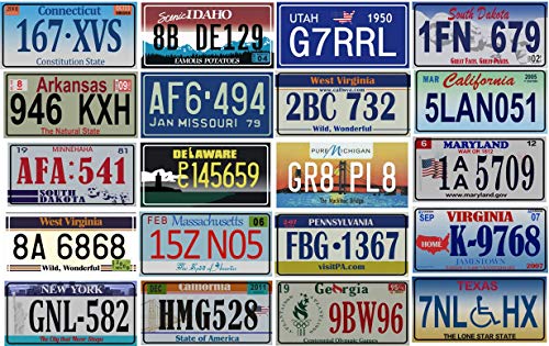 OPO 10 - Los mit 20 USA Autokennzeichen aus Metall - Repliken von echten amerikanischen Kennzeichen (V6 + V7 + V8 + V9) von OPO 10