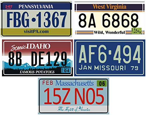 OPO 10 - Los mit 5 USA Autokennzeichen aus Metall - Repliken von echten amerikanischen Kennzeichen (v7) von OPO 10