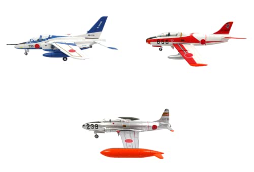 OPO 10 - Lot von 3 Militärfahrzeugen 1/100 Japan SELF-Defense Forces: Kawasaki T-4 Blue Impulse + Fuji T-1 + Lockheed T-33 / SD7+29+30 / LSD53 Kampfflugzeug von OPO 10