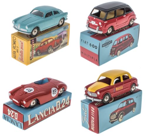 OPO 10 - Lot von 4 Autos kompatibel mit FIAT + Alfa Romeo + Lancia 1/48 Mercury-Kollektion von Hachette LMA2 von OPO 10