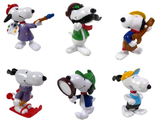 OPO 10 - Lot von 6 Snoopy-Figuren 6 cm, Maler + Gitarrist + Skifahrer + Detektiv + Flieger + Athlet / LSN1 von OPO 10