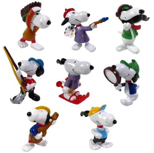 OPO 10 - Lot von 8 Snoopy-Figuren 6 cm, Maler + Gitarrist + Skifahrer + Detektiv + Flieger + Athlet + Fischer + Indianer / LSN2 von OPO 10