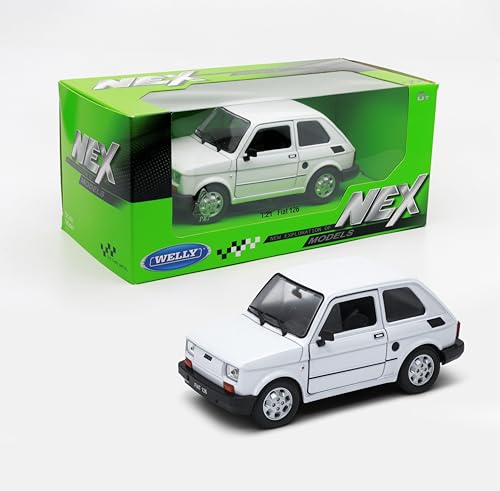 OPO 10 - Modellauto im Maßstab 1/24 (14 cm) kompatibel mit FIAT 126 weiß - Welly 24066W von OPO 10