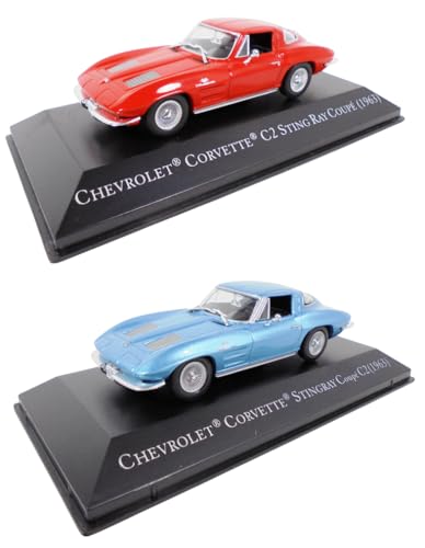OPO 10 - Set mit 2 Modellautos im Maßstab 1/43, kompatibel mit Chevrolet Corvette Stingray Coupe 1963 BLAU + ROT - ACL03 OPO 10 - Set mit 2 Modellautos im Maßstab 1/43, kompatibel mit Chevrolet Corvette Stingray Coupe 1963 BLAU + ROT - ACL03 von OPO 10