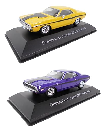 OPO 10 - Set mit 2 Modellautos im Maßstab 1/43, kompatibel mit Dodge Challenger R/T 440 1970, GELB + LILA – ACL04 OPO 10 - Set mit 2 Modellautos im Maßstab 1/43, kompatibel mit Dodge Challenger R/T 440 1970, GELB + LILA – ACL04 von OPO 10
