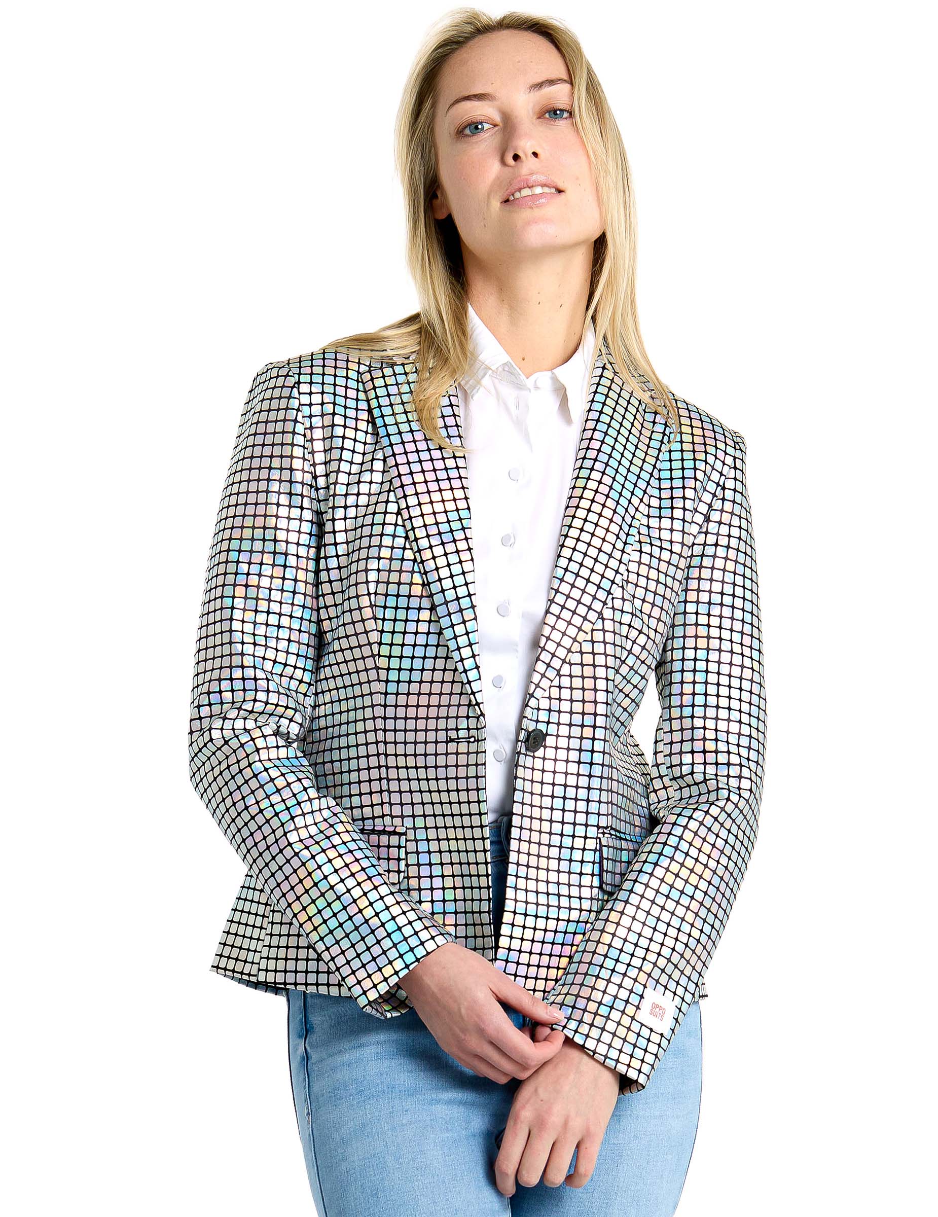 Discoballer Jacke Suitmeister Blazer für Damen silber von OPPO MERCHANDISE GROUP