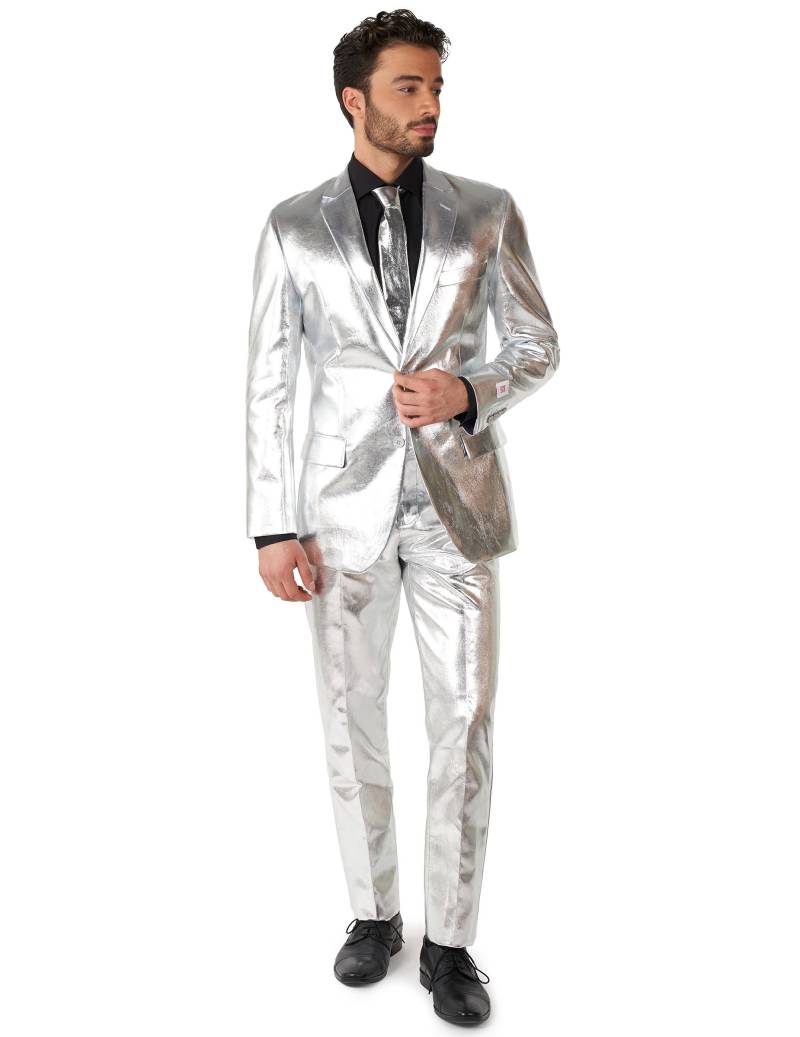 Offizielles Mr. Shiny Silver Kostüm für Herren Opposuits silberfarben von OPPO MERCHANDISE GROUP