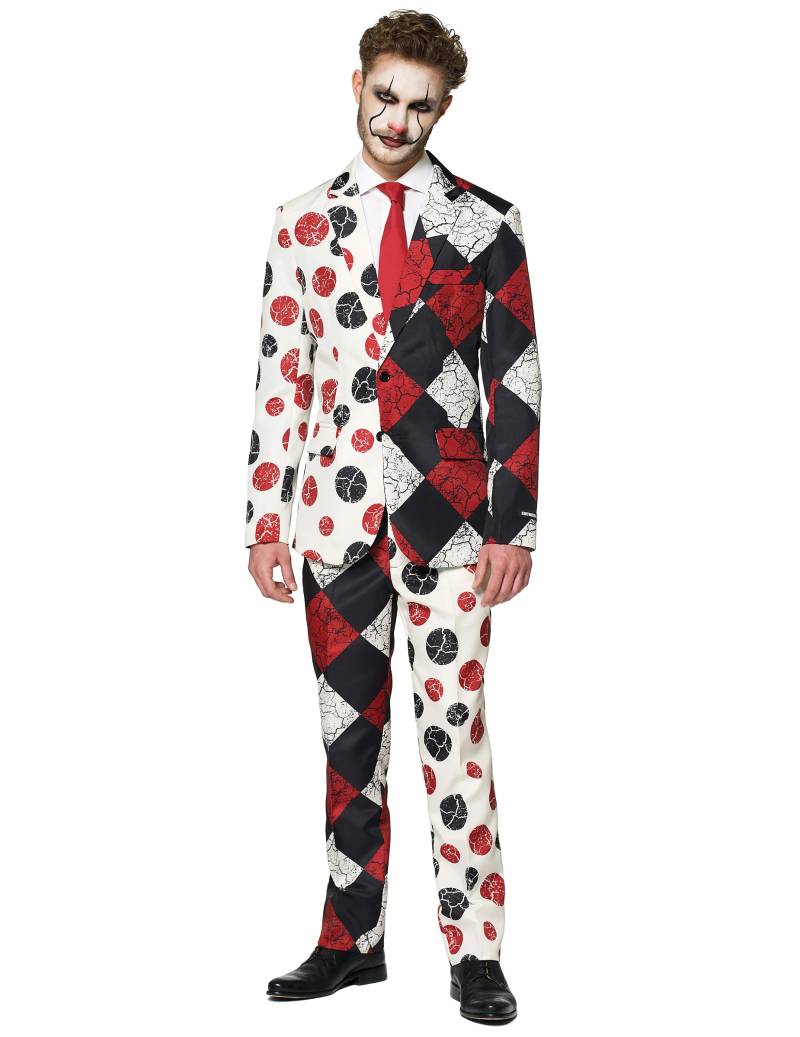 Vintage Horrorclown-Kostüm für Herren Suitmeister schwarz-weiß-rot von OPPO MERCHANDISE GROUP