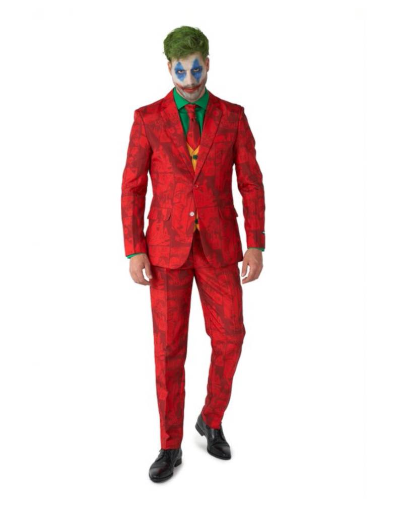 Elegantes Joker-Kostüm von Suitmeister für Erwachsene rot-grün-gelb von OPPOSUITS