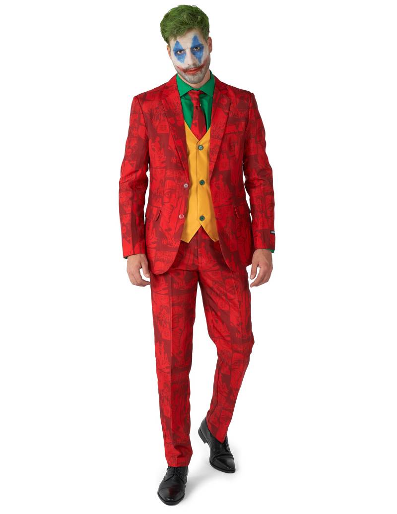 Elegantes Joker-Kostüm von Suitmeister für Erwachsene rot-grün-gelb von OPPOSUITS