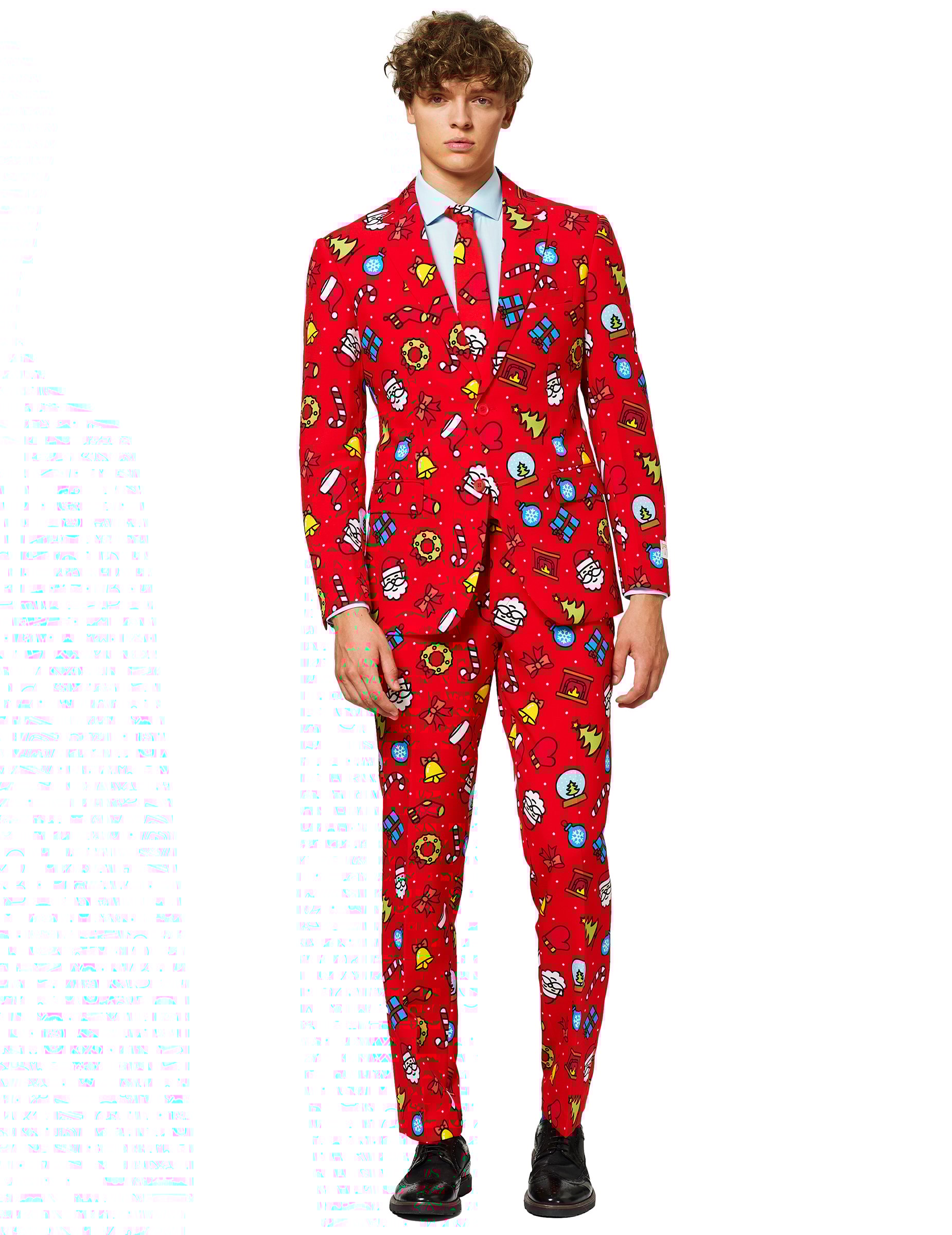 Mr. Adrett-Herrenkostüm für Weihnachten rot-bunt von OPPO MERCHANDISE GROUP