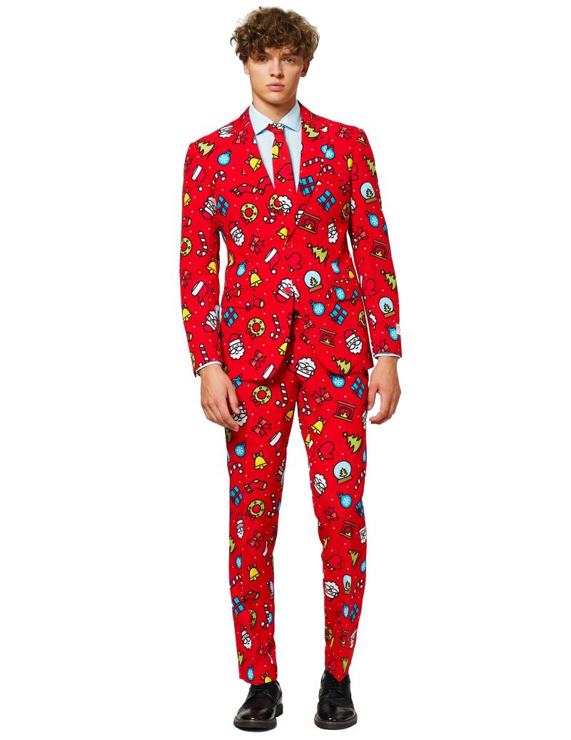 Mr. Adrett-Herrenkostüm für Weihnachten rot-bunt von OPPO MERCHANDISE GROUP