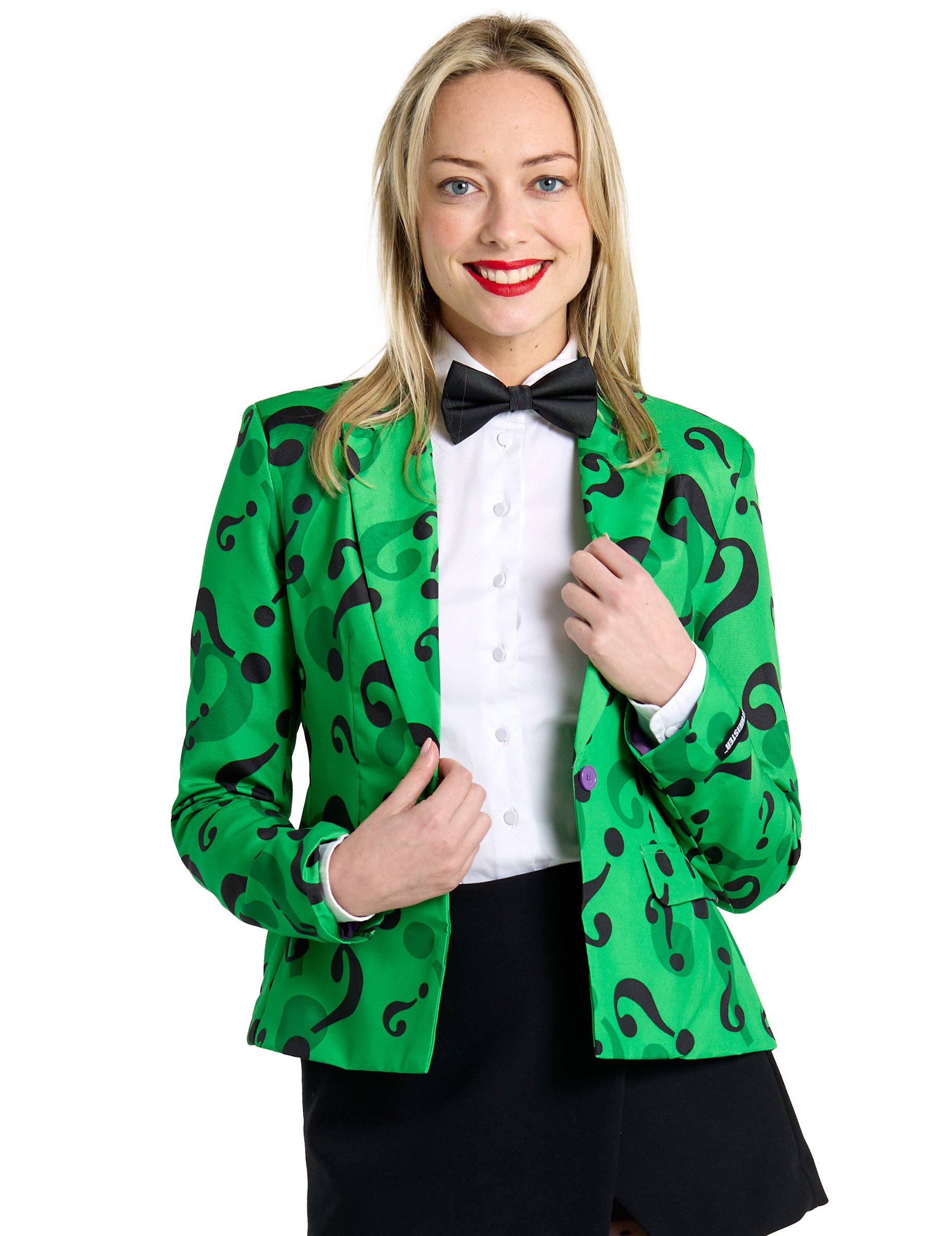 Mrs. Riddler-Jacke für Damen Suitmeister Faschingskostüm grün-schwarz von OPPOSUITS