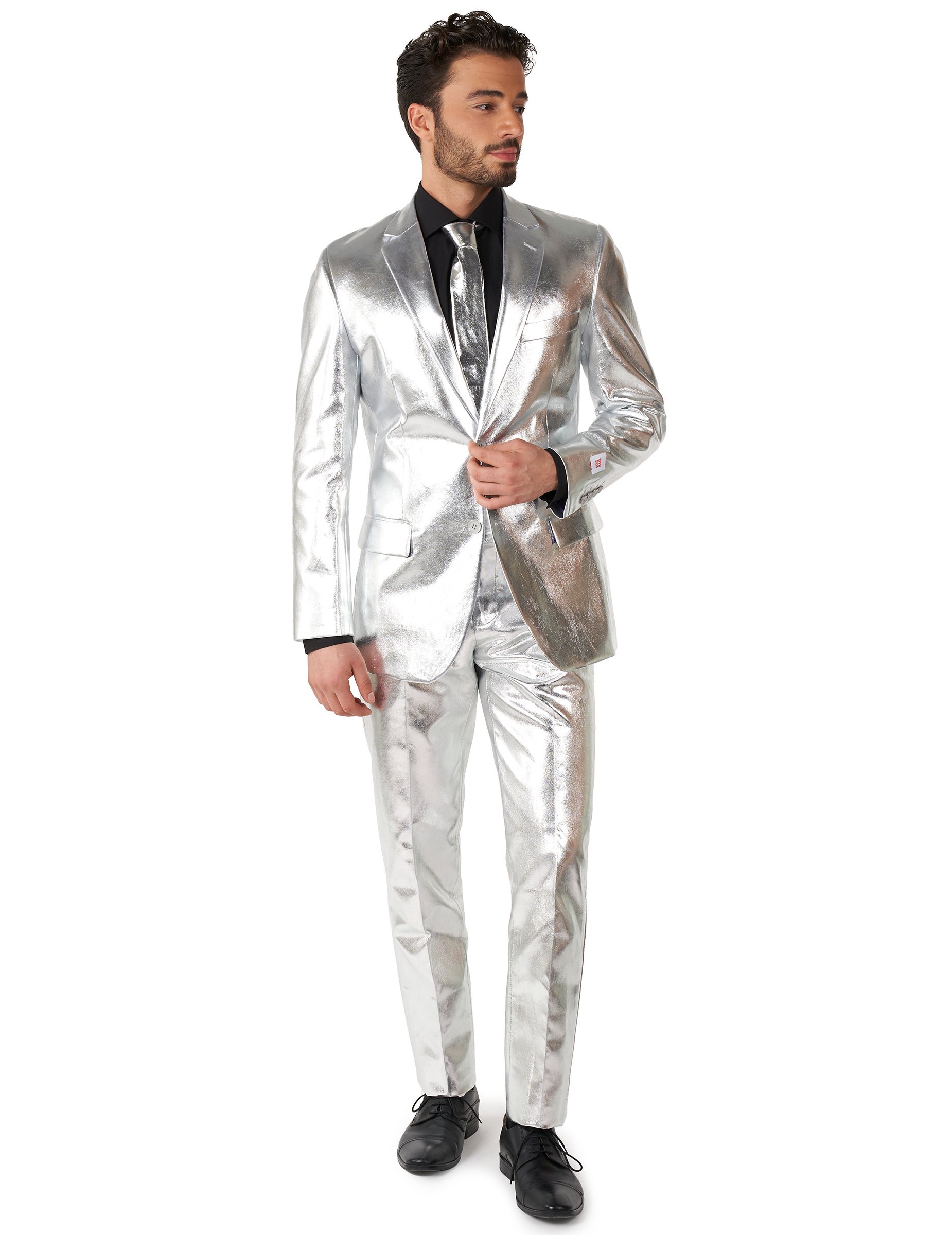 Offizielles Mr. Shiny Silver Kostüm für Herren Opposuits silberfarben von OPPOSUITS