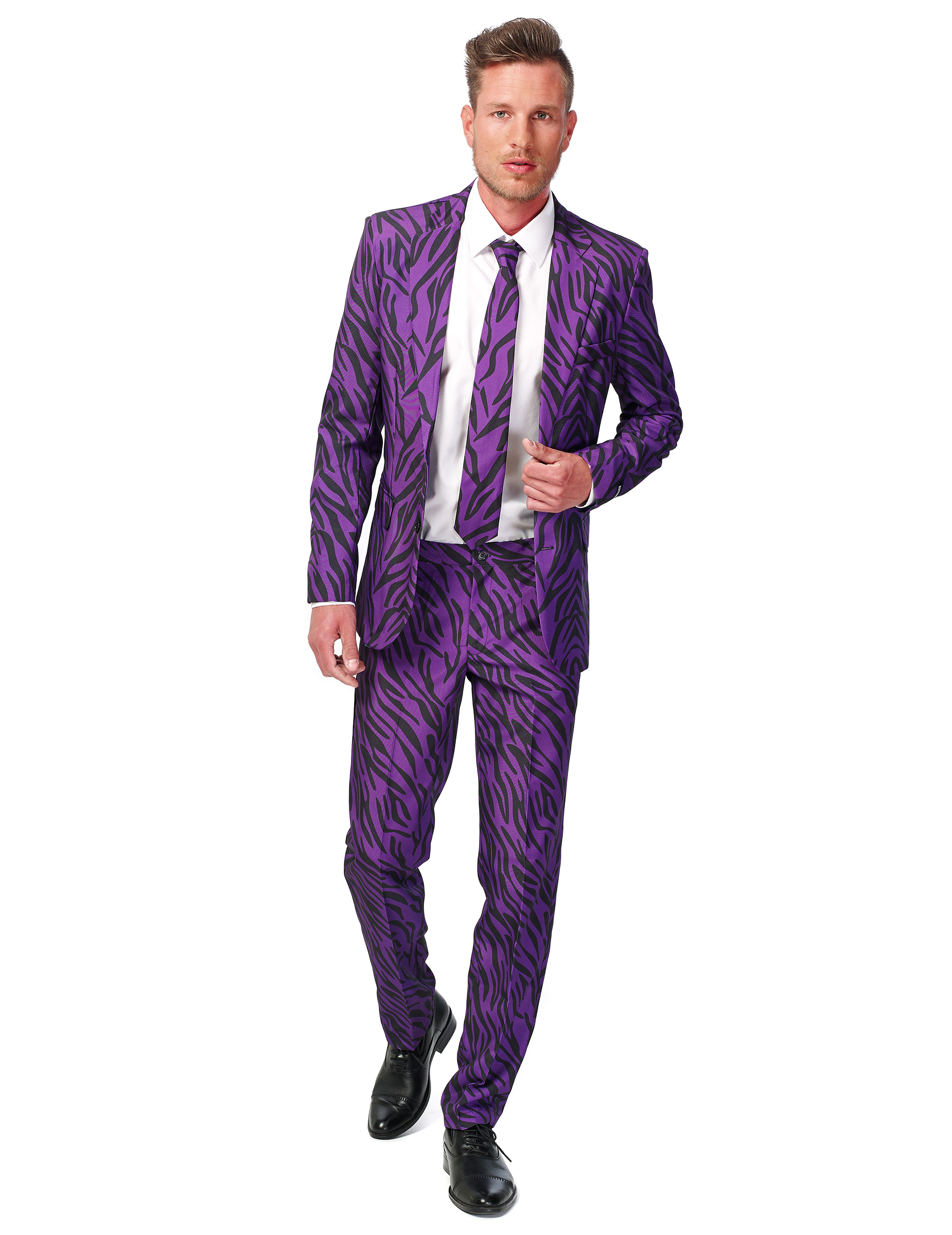 Suitmeister Anzug Tiger-Print Plus Size violett-schwarz von BCI