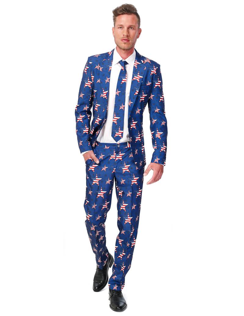 Suitmeister Anzug USA Stars and Stripes blau-rot-weiss von OPPOSUITS