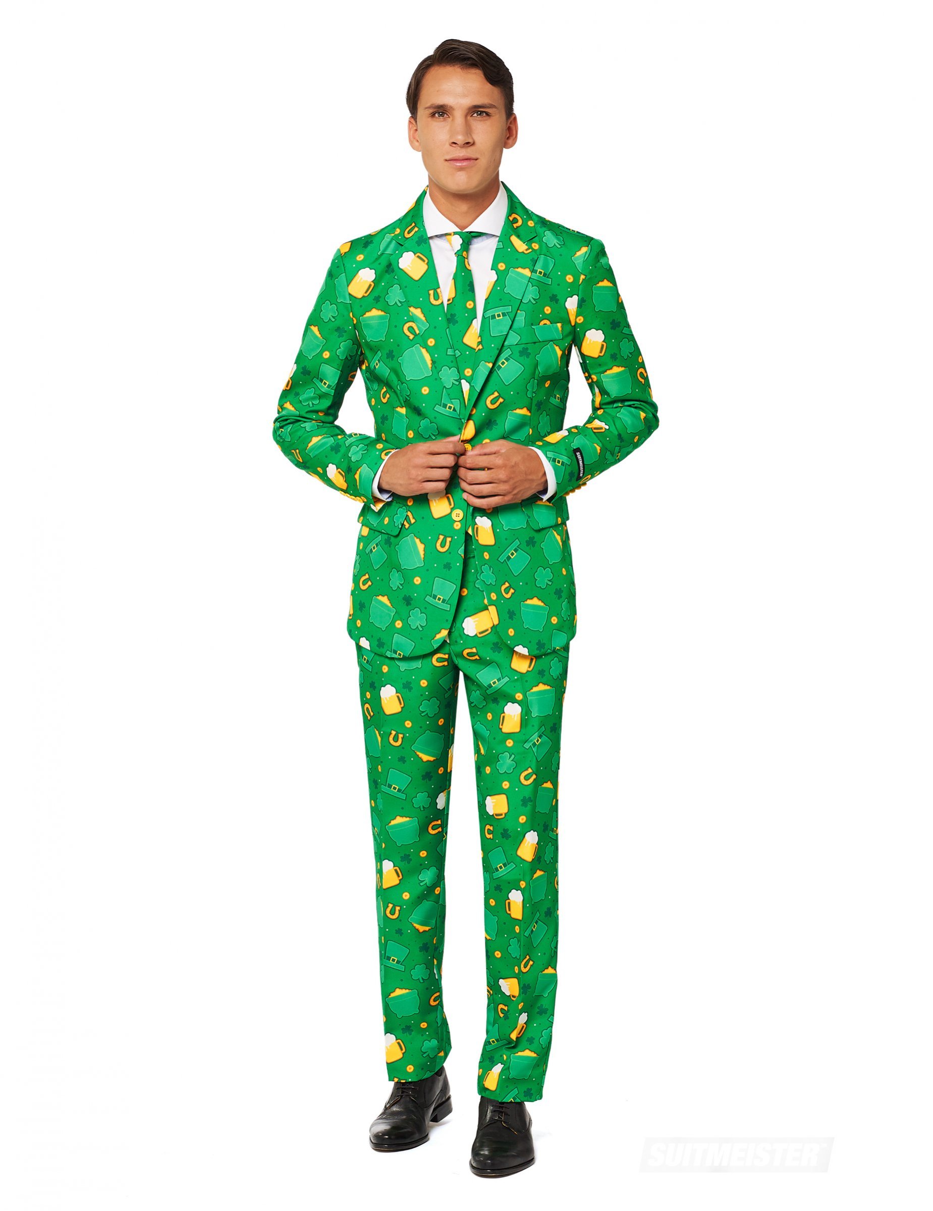 Suitmeister Mr. St. Patrick Herrenanzug grün-gelb-weiss von OPPOSUITS