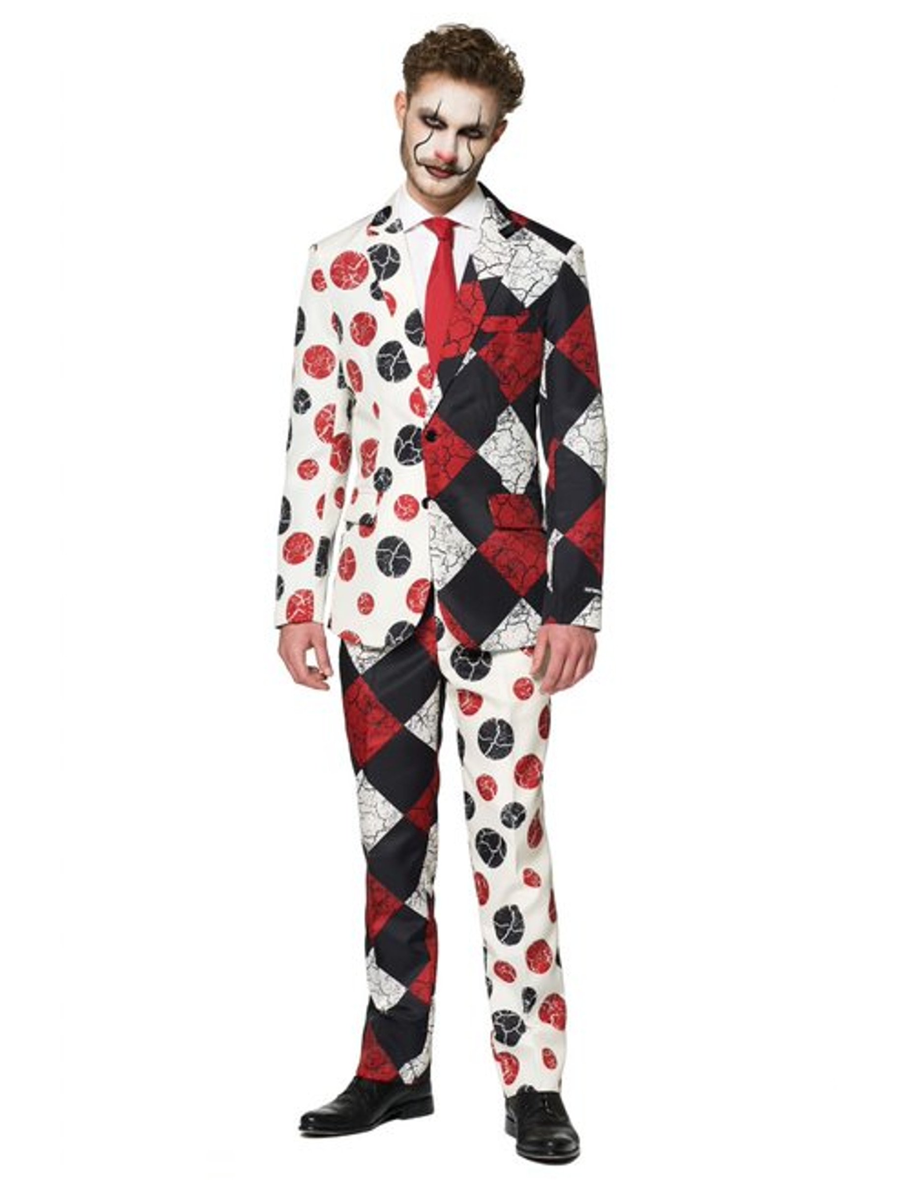 Vintage Horrorclown-Kostüm für Herren Suitmeister schwarz-weiß-rot Vintage Horrorclown-Kostüm für Herren Suitmeister schwarz-weiß-rot von OPPO MERCHANDISE GROUP
