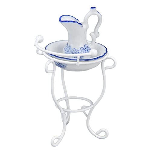 OPPWONG Dollhouse Badezimmer, Waschbecken Stand Doll House Kessel und Becken 1 12 Skala Dollhouse Möbel Puppenhaus Accessoires und Möbelpuppenhaus Badezimmerdekor für Küchendekoration OPPWONG Dollhouse Badezimmer, Waschbecken Stand Doll House Kessel und Becken 1 12 Skala Dollhouse Möbel Puppenhaus Accessoires und Möbelpuppenhaus Badezimmerdekor für Küchendekoration von OPPWONG