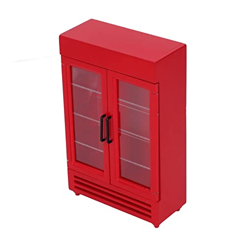 OPPWONG Dollhouse Küche, Spielzeug Kühlschrank Spielzeug Kühlschrank Dollhouse Möbel Holz (Rot) von OPPWONG