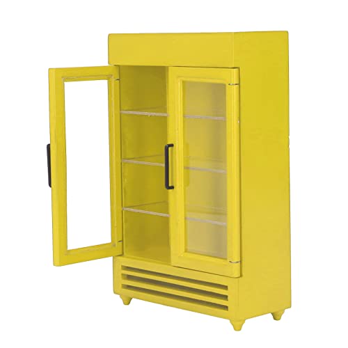 OPPWONG Dollhouse Küche, Spielzeug Kühlschrank Spielzeug Kühlschrank Dollhouse Möbel Holz (Yellow) von OPPWONG