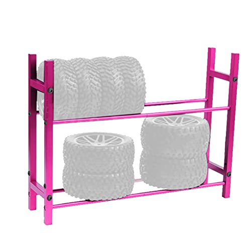 OPPWONG Reifenlagerstange, Reifenschelf -Reifenregal mit 1,9 -Zoll -Rad -Reifen -Lagerregal 2Tiers RC Tire Aluminiumlegierungschelf für SCX10 90046 D90 1/10 Modell Crawler Car (Rosenate) von OPPWONG