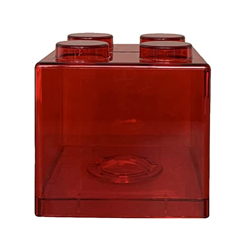 OPPWONG Spardose, Transparente Spardose aus Kunststoff Im Baustein-Design, Durchsichtige Spardose, Rechteckig, für Kinder, und Mädchen (Transparentes Rot) von OPPWONG