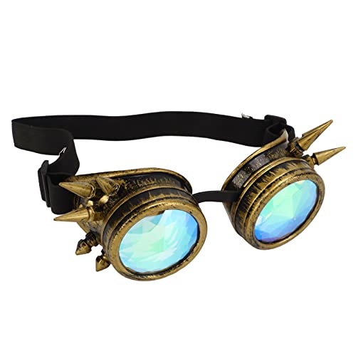 OPPWONG Steampunk -Brille, Kaleidoskop -Gläser Steampunk Zubehör Verstellbarer Trippy Psychedelische Brille Goggles, Kaleidoscope Goggles Halloween (Bronze) von OPPWONG