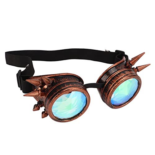OPPWONG Steampunk -Brille, Kaleidoskop -Gläser Steampunk Zubehör Verstellbarer Trippy Psychedelische Brille Goggles, Kaleidoscope Goggles Halloween (Kupferfarbe) von OPPWONG