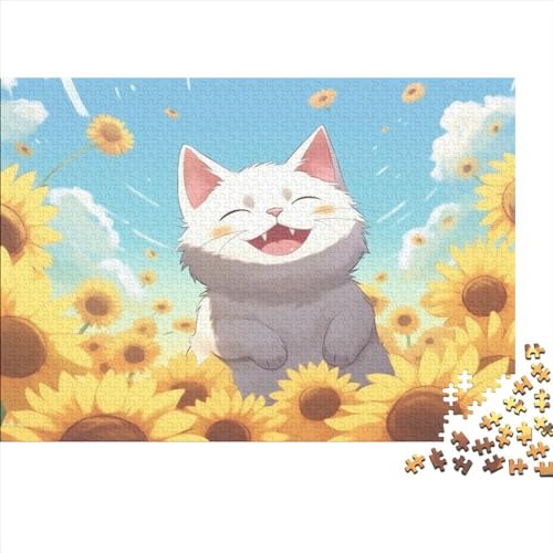Anime-Katze Erwachsene Puzzles 1000 Teile Tiere Geburtstag Lernspiel Geschicklichkeitsspiel Für Die Ganze Familie Home Decor Stress Relief 1000pcs (75x50cm) von OPSREY