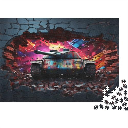 Bunte Panzer 1000 Teile Visuelle 3D-Effekte Erwachsene Puzzles Geburtstag Geschicklichkeitsspiel Für Die Ganze Familie Home Decor Lernspiel Stress Relief 1000pcs (75x50cm) von OPSREY