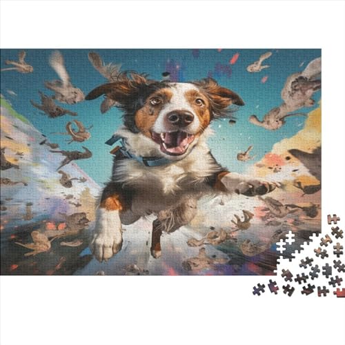 Fliegender Hund Puzzle 1000 Teile Krawattere Erwachsene Familie Challenging Games Geburtstag EduKatzenional Game Home Decor Entspannung Und Intelligenz 300pcs (40x28cm) von OPSREY