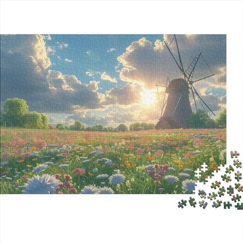 GKunsten Puzzle Für Erwachsene 1000 Teile Windmühle Wohnkultur Geburtstag Family Challenging Spiele Lernspiel Stress Relief 1000pcs (75x50cm) von OPSREY