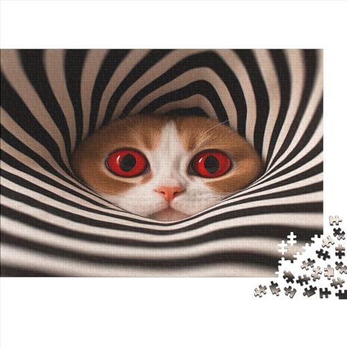 Gestreifte Katze 1000 Teile Visuelle 3D-Effekte Für Erwachsene Puzzles Lernspiel Geburtstag Home Decor Familie Challenging Games Stress Relief 1000pcs (75x50cm) von OPSREY