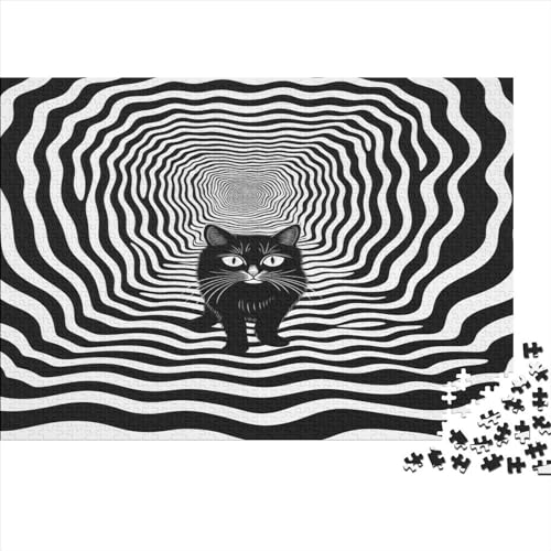 Gestreifte Katze Erwachsene Puzzles 1000 Teile Visuelle 3D-Effekte Familie Challenging Games Wohnkultur Geburtstag EduKatzenional Game Stress Relief 1000pcs (75x50cm) von OPSREY