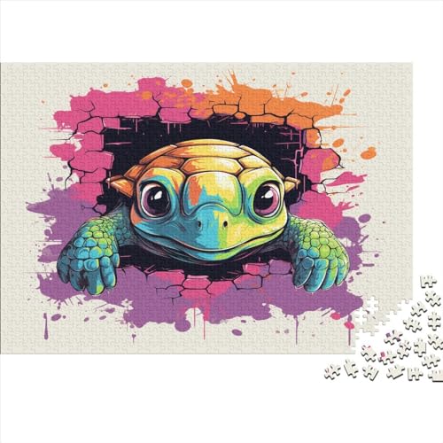Niedliche Schildkröte Puzzle Erwachsene 1000 Teile Anime-Schildkröte Lernspiel Home Decor Geburtstag Geschicklichkeitsspiel Für Die Ganze Familie Stress Relief 1000pcs (75x50cm) von OPSREY