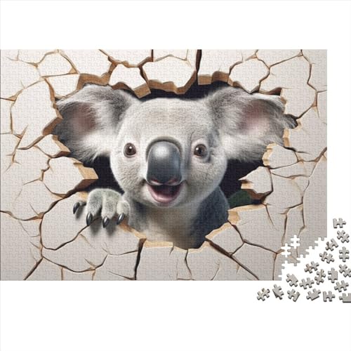 Niedlicher Koala Erwachsene Puzzles 1000 Teile Krawattere Geburtstag Lernspiel Geschicklichkeitsspiel Für Die Ganze Familie Home Decor Stress Relief 300pcs (40x28cm) von OPSREY