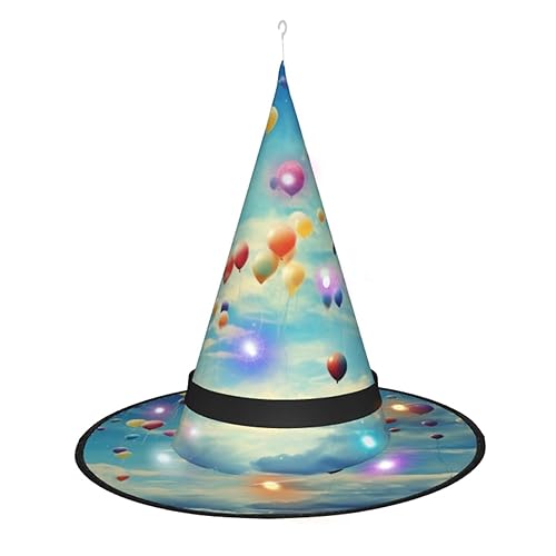 OPSREY Hexenhut mit Feuerwerksmotiv, bedruckt, für Erwachsene, spitzer Hut, Halloween-Party-Dekoration von OPSREY